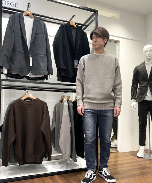 【25AW】自宅で洗えるワッフルニットシンプルコーデ【ASHGRAY】