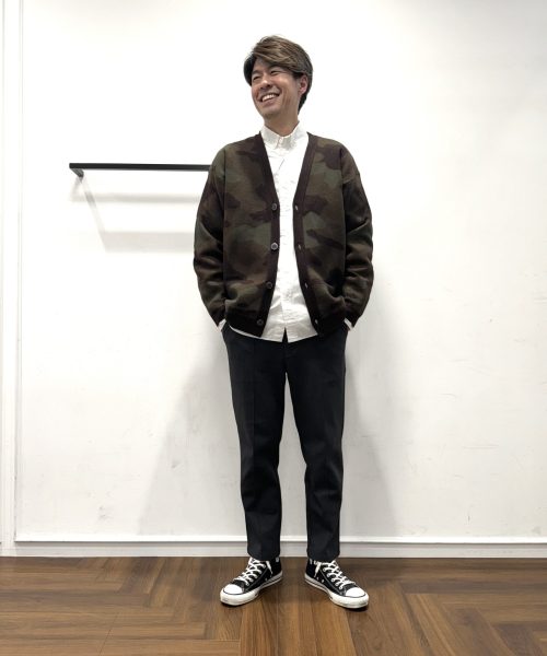 【25AW】迷彩柄ニットカーディガンコーデ【CAMOUFLAGE】