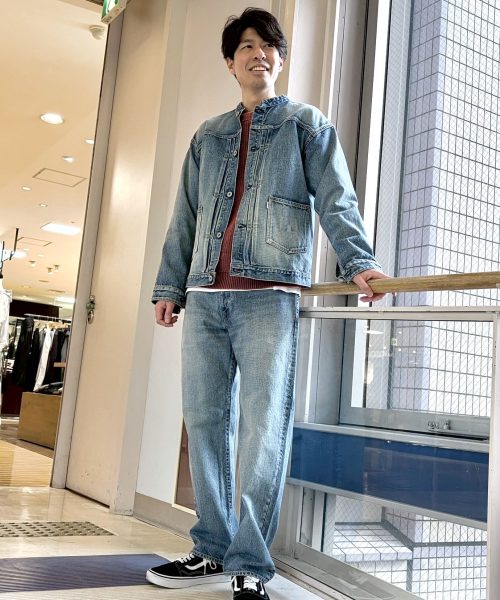 【26SS】岡山デニム バンドカラー セットアップコーデ【LIGHTINDIGOBLUE】