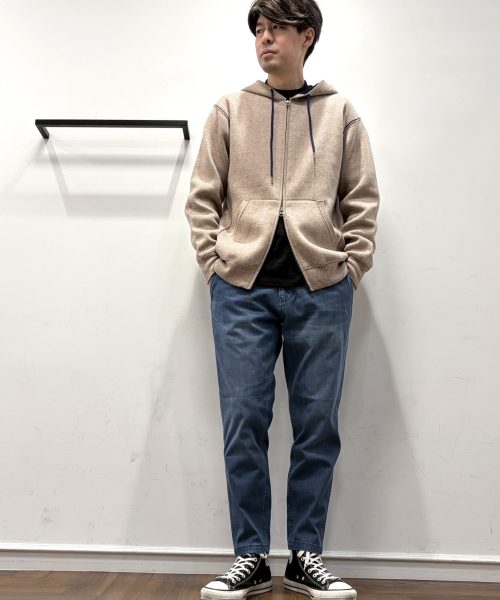【26SS】ダブルフェイス ニット ジップパーカーコーデ【BEIGE】