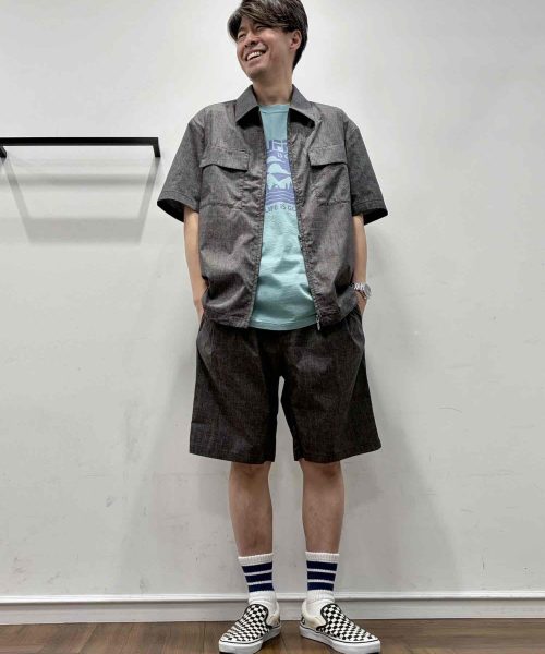 【26SS】ドットメッシュシャツセットアップコーデ【GRAY】