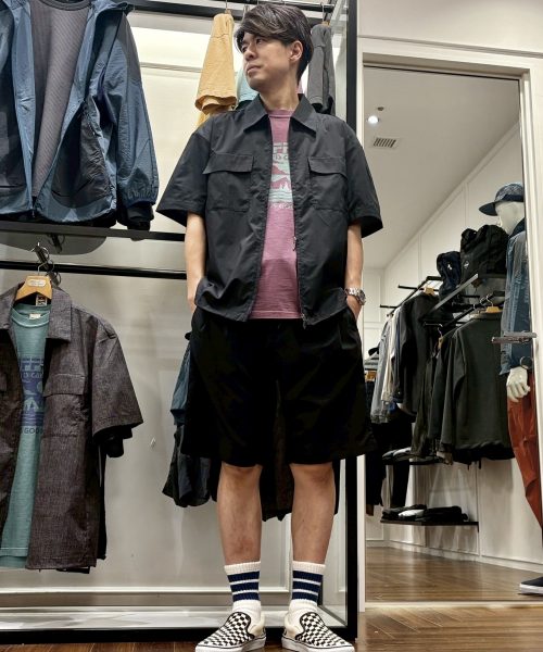 【26SS】ドットメッシュシャツセットアップコーデ【NAVY】