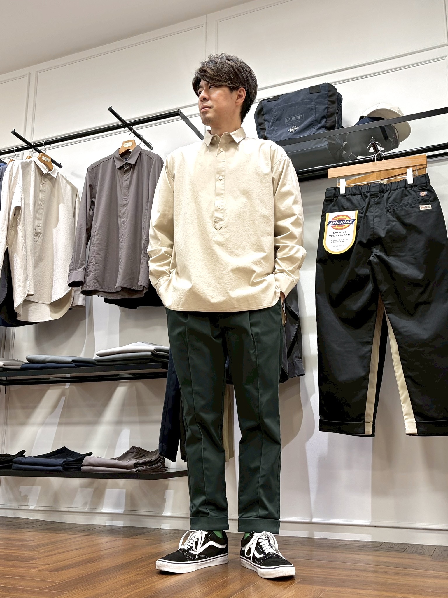 ddailies 26ss seerstudio別注パンツ 26SS】Dickies別注クロップドパンツコーデ【GREEN】 – The DUFFER of