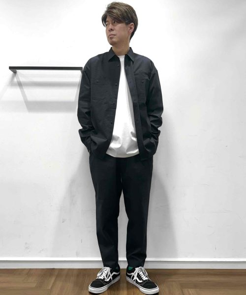 【26SS】クールマックス シアサッカー ワークシャツコーデ【NAVY】