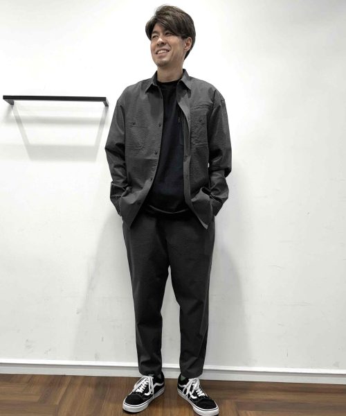 【26SS】クールマックス シアサッカー ワークシャツコーデ【CHARCOALGRAY】