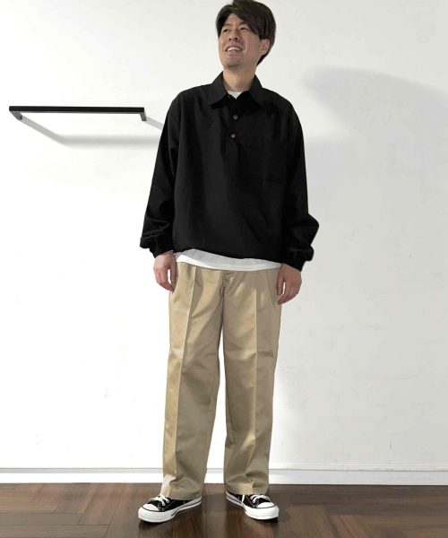 【26SS】ウールライク プルオーバーシャツコーデ【BLACK】