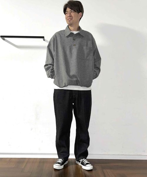 【26SS】ウールライク プルオーバーシャツコーデ【GRAY】