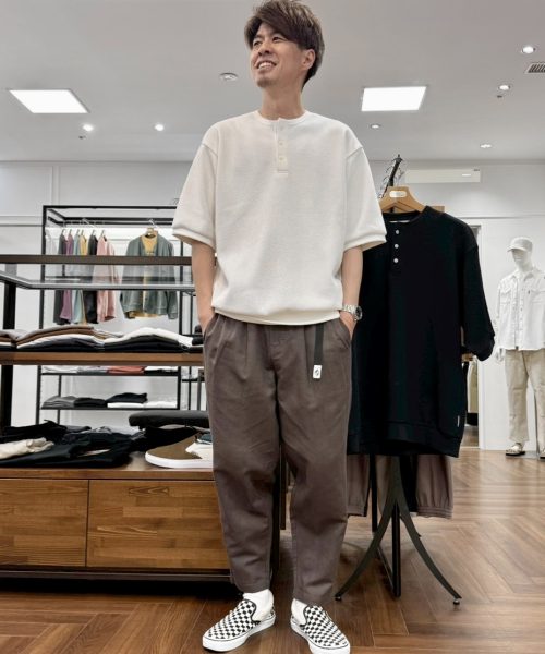 【26SS】「エアフレックス」鹿の子T×麻混パンツコーデ【WHITE】