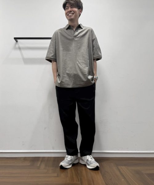 【26SS】綿麻ストレッチ 涼感スキッパーシャツコーデ【BROWN】