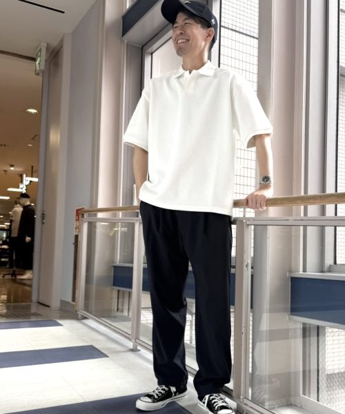 【26SS】「エアフレックス」鹿の子スキッパーポロコーデ【WHITE】