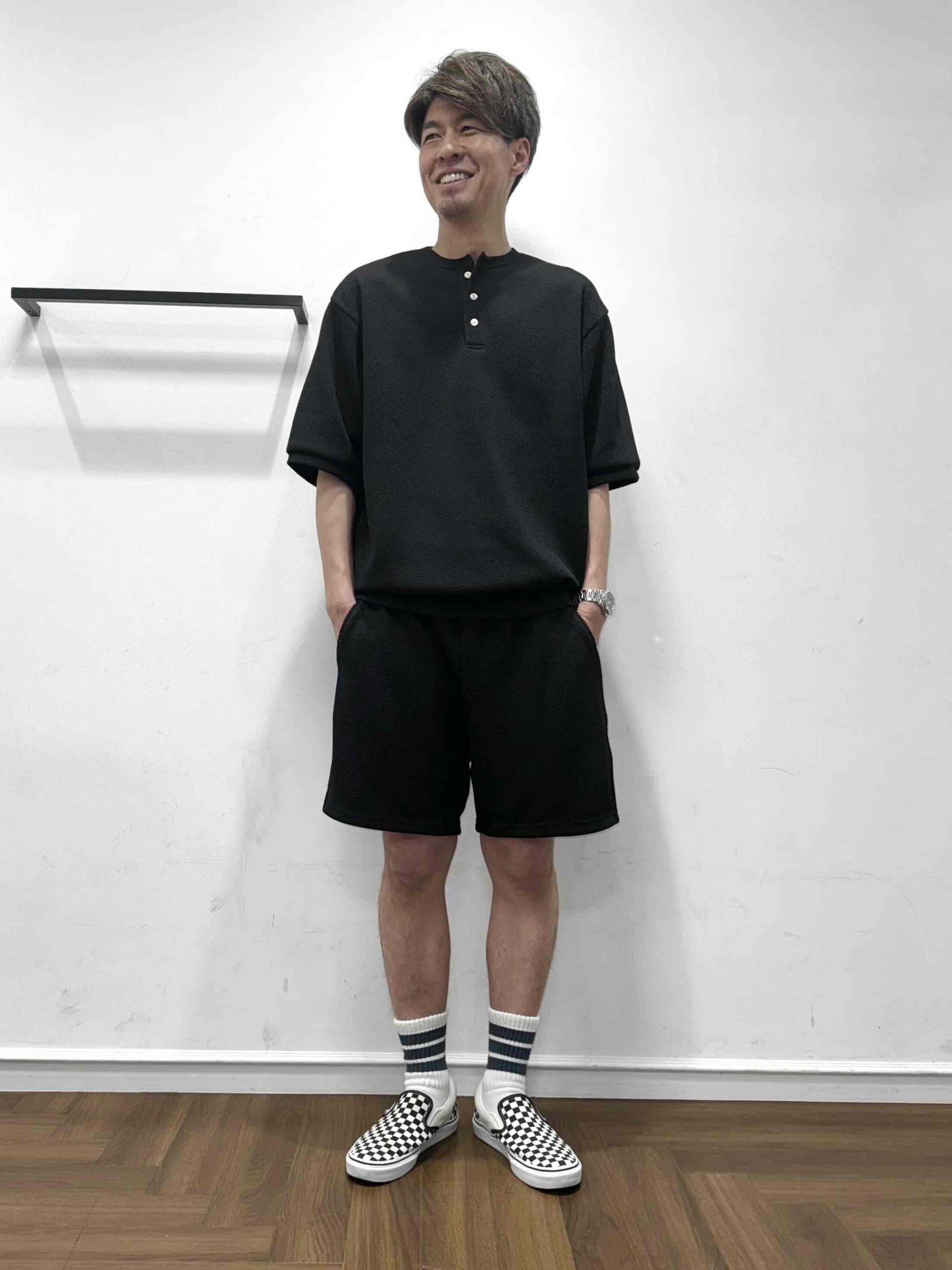26SS】「エアフレックス」鹿の子ヘンリーネックセットアップコーデ