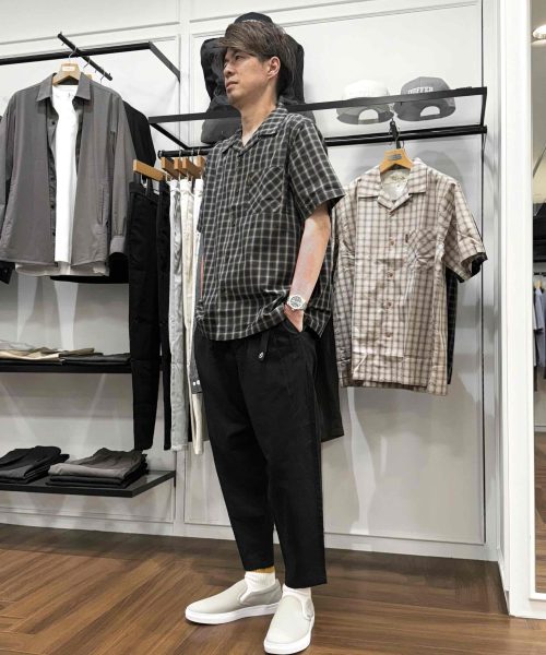 【26SS】チェックシャツ×ワイドテーパードパンツコーデ【NAVY】
