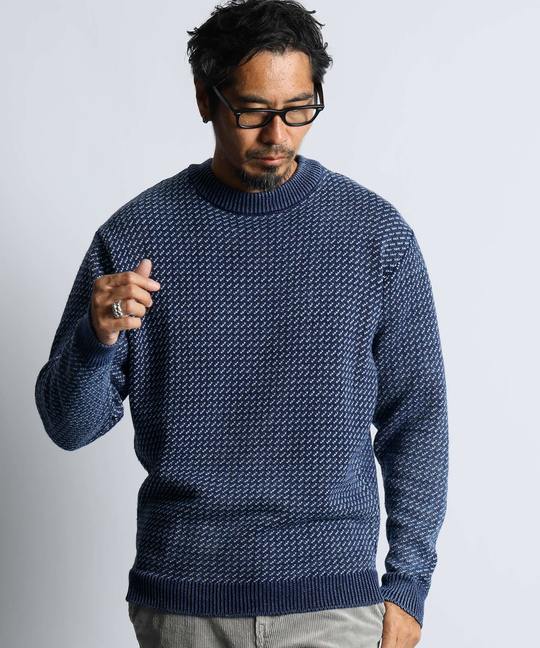 [INDIGO LABEL]：バーズアイ インディゴ　コットンニット