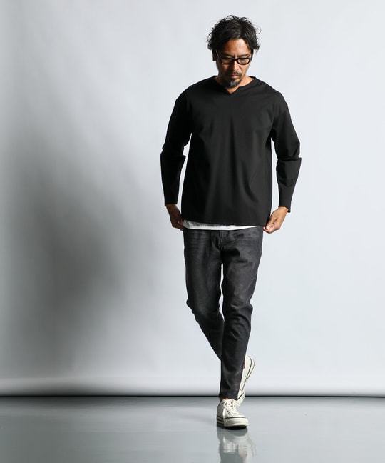 セットアップ キーネックポンチTシャツ
