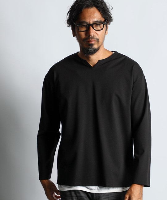 セットアップ キーネックポンチTシャツ