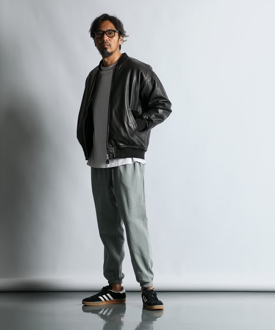 DIESEL ディーゼル MA-1 レザージャケット ラムレザー 黒 L相当