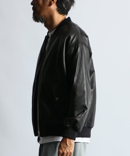 DIESEL ディーゼル MA-1 レザージャケット ラムレザー 黒 L相当