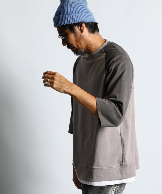 2重編み ラグラン 7分袖Tシャツ　【WEB限定アイテム】