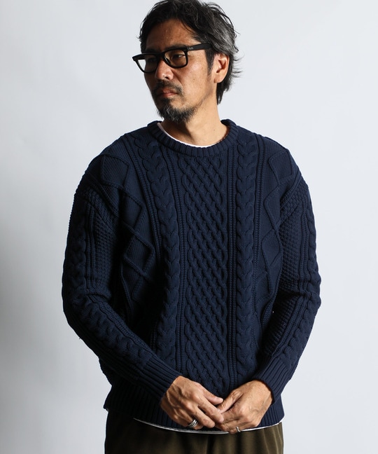 自宅で洗える ウォッシャブル　ケーブルニット