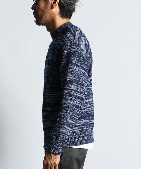 [INDIGO LABEL]： 引き揃え編みインディゴニット