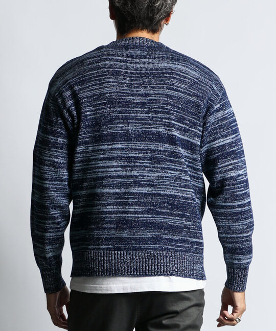 [INDIGO LABEL]： 引き揃え編みインディゴニット