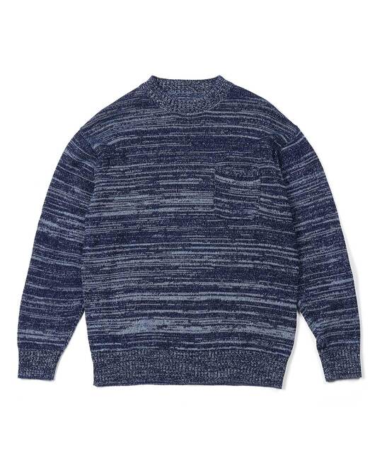 [INDIGO LABEL]： 引き揃え編みインディゴニット