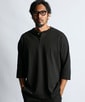 ヘビーウェイト リラックスフィット 7分袖ヘンリーTシャツ