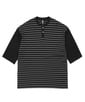 7分袖 ボーダーヘンリーネックTシャツ