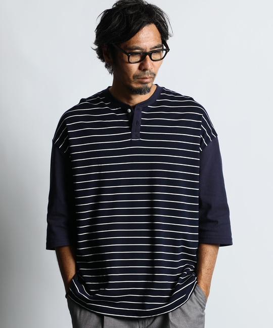 7分袖 ボーダーヘンリーネックTシャツ ｜The DUFFER of St.GEORGE｜Official Web  Site｜ザ・ダファー・オブ・セントジョージ