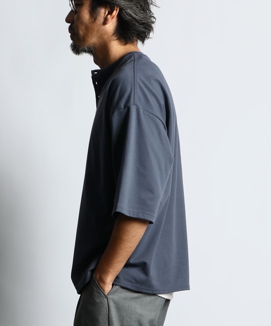 2層構造 吸水速乾クールマックス リラックスフィットヘンリーTシャツ