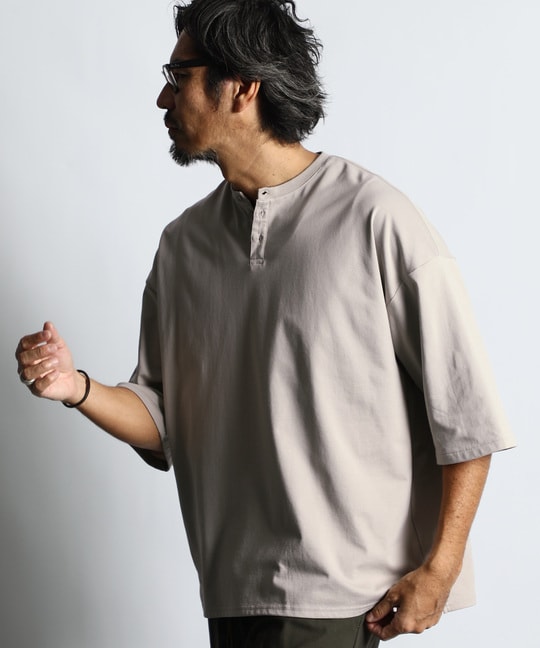 2層構造 吸水速乾クールマックス リラックスフィット　ヘンリーTシャツ