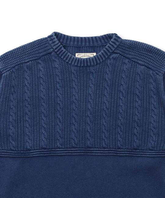 [INDIGO LABEL]：切り替えデザイン ケーブルインディゴニット