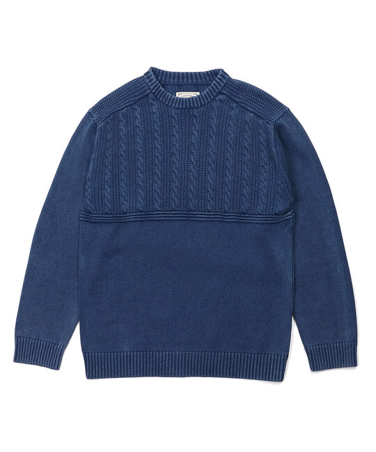 [INDIGO LABEL]：切り替えデザイン ケーブルインディゴニット
