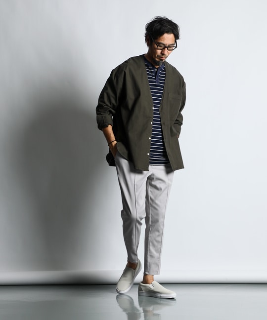 「ガムストレッチ」接触冷感 ピンタックテーパードパンツ