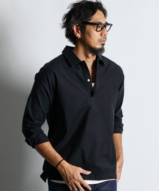 製品染め ニュアンスカラー スキッパーシャツ　【WEB限定アイテム】