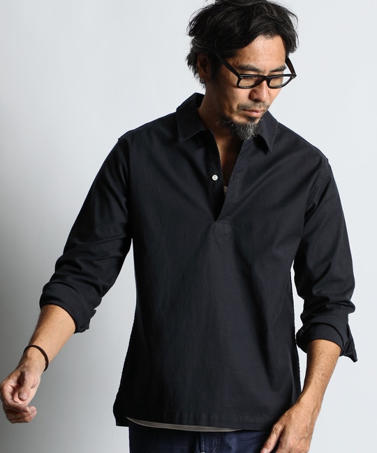 製品染め ニュアンスカラー スキッパーシャツ【WEB限定アイテム】