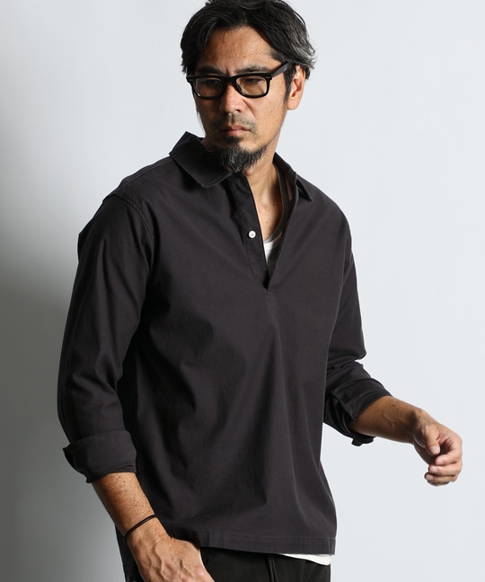 製品染め ニュアンスカラー スキッパーシャツ【WEB限定アイテム】