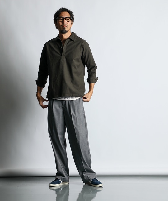 製品染め ニュアンスカラー スキッパーシャツ【WEB限定アイテム】