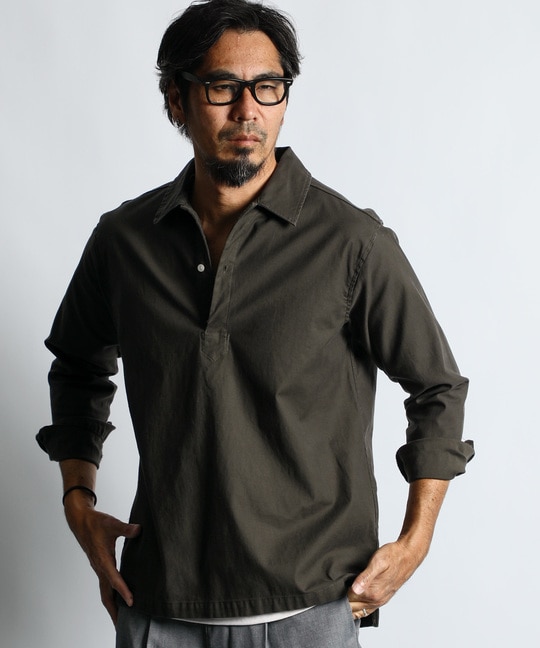 製品染め ニュアンスカラー スキッパーシャツ【WEB限定アイテム】