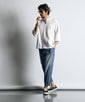 麻混ストレッチ 2タック イージーワイドデニムパンツ