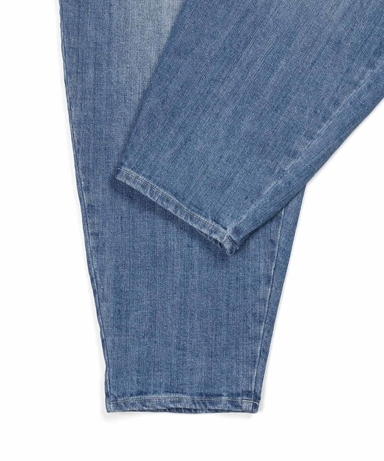 麻混ストレッチ 2タック イージーワイドデニムパンツ