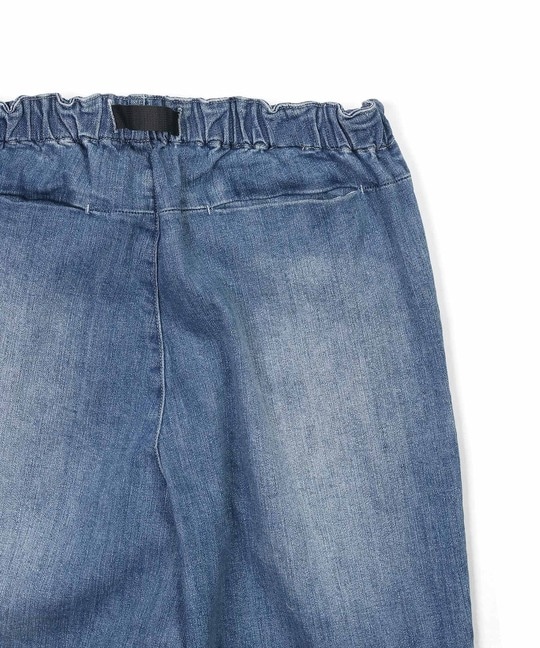 麻混ストレッチ 2タック イージーワイドデニムパンツ