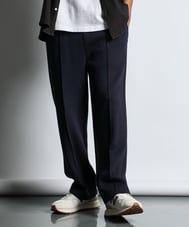ダンボールニット カラーウエストリブ ピンタック バギーパンツ【WEB限定アイテム】