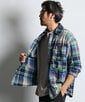[INDIGO LABEL]：インディゴ マドラスチェック シャツカバーオール