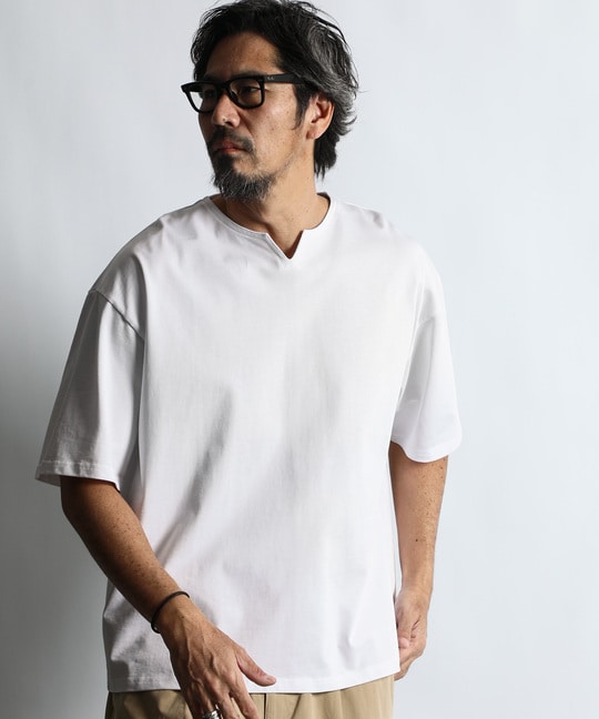 シリコンバイオ加工 シルキータッチ　キーネックTシャツ