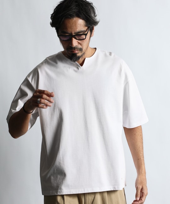 シリコンバイオ加工 シルキータッチキーネックTシャツ