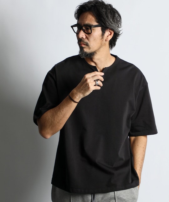 シリコンバイオ加工 シルキータッチキーネックTシャツ