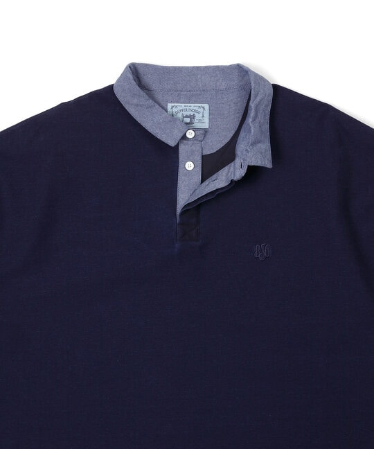 [INDIGO LABEL] ：インディゴ 5分袖 ラガーシャツ