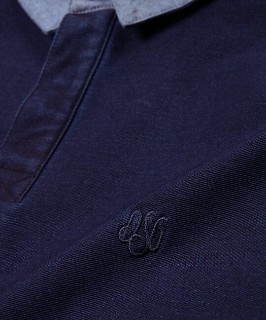 [INDIGO LABEL] ：インディゴ 5分袖 ラガーシャツ