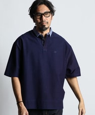[INDIGO LABEL] ：インディゴ 5分袖 ラガーシャツ